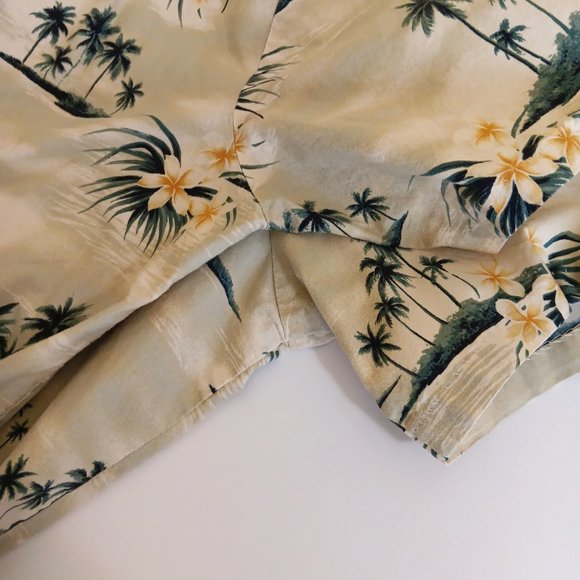 Vintage RJC Men's Pale Yellow Diamond Head View Hibiscus Hawaiian Shirt Size XL - Picture 10 of 14